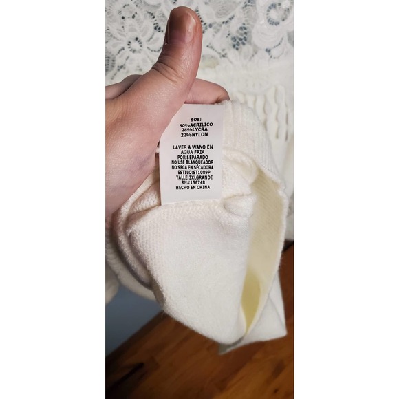 NWT! Racheal Super Soft Let It Snow Chic Lace-Detail Cream Sweater Plus Size 3XL - Picture 8 of 9